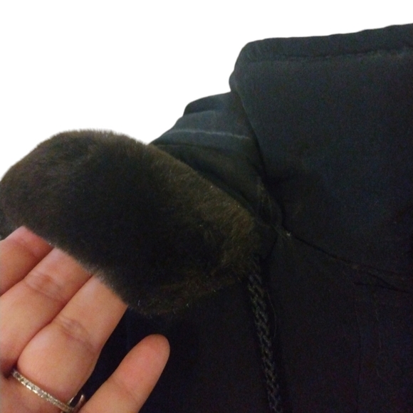 Down Feather Coat Centigrade Outwear Black Puffer Style Detach Hood Zip & Snap M - Picture 8 of 14